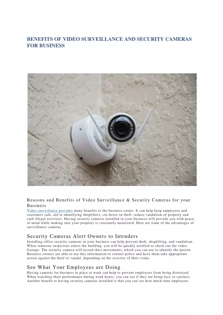 benefits of video surveillance and security