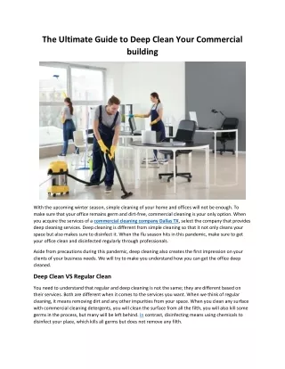 The Ultimate Guide to Deep Clean Your Commercial building