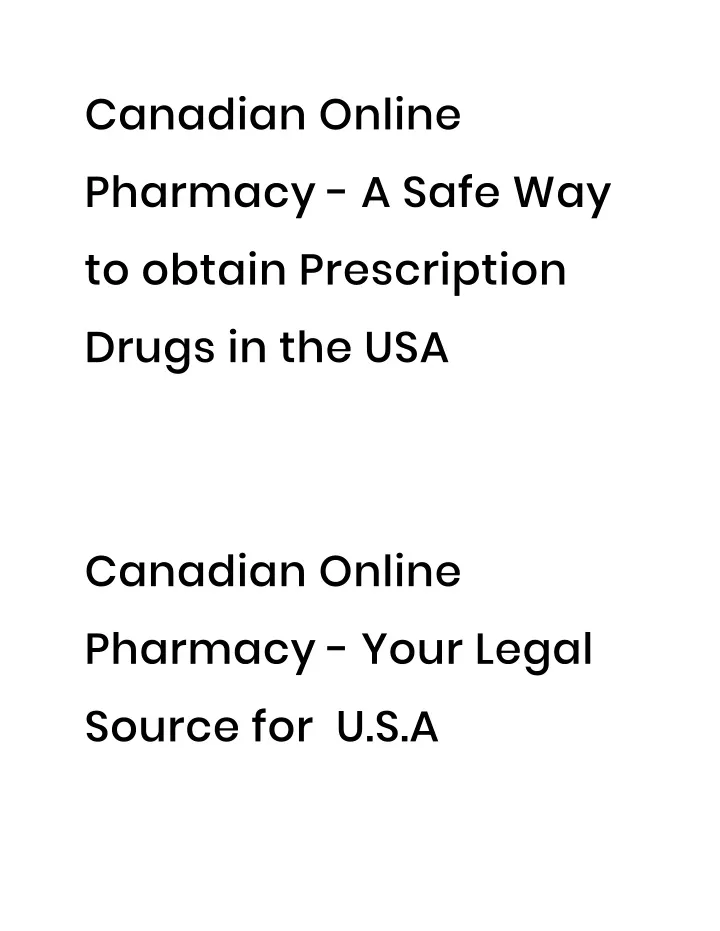 canadian online pharmacy a safe way to obtain