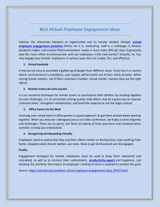 Best Virtual Employee Engagement Ideas