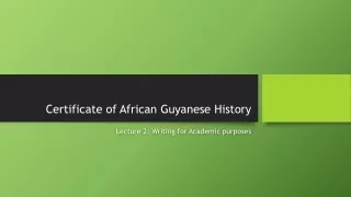 Certificate of African Guyanese History Lecture 2