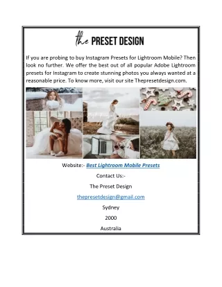 Best Lightroom Mobile Presets | The Preset Design