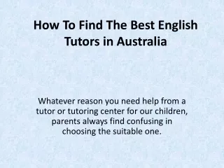 How To Find The Best English Tutors in Australia