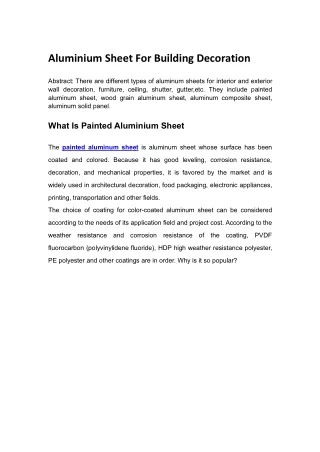 aluminium sheet for building decoration