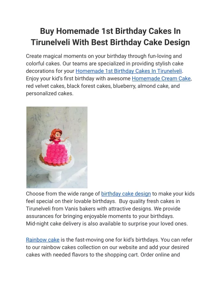 buy homemade 1st birthday cakes in tirunelveli