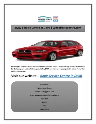 BMW Service Centre in Delhi | Wheelforcecentre.com