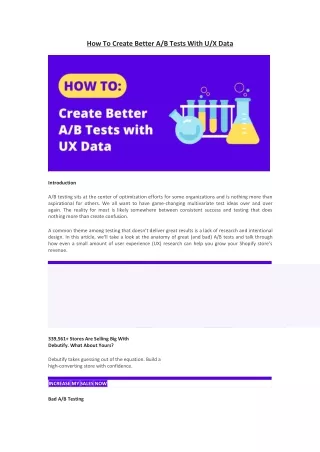 How To Create Better A/B Tests With U/X Data