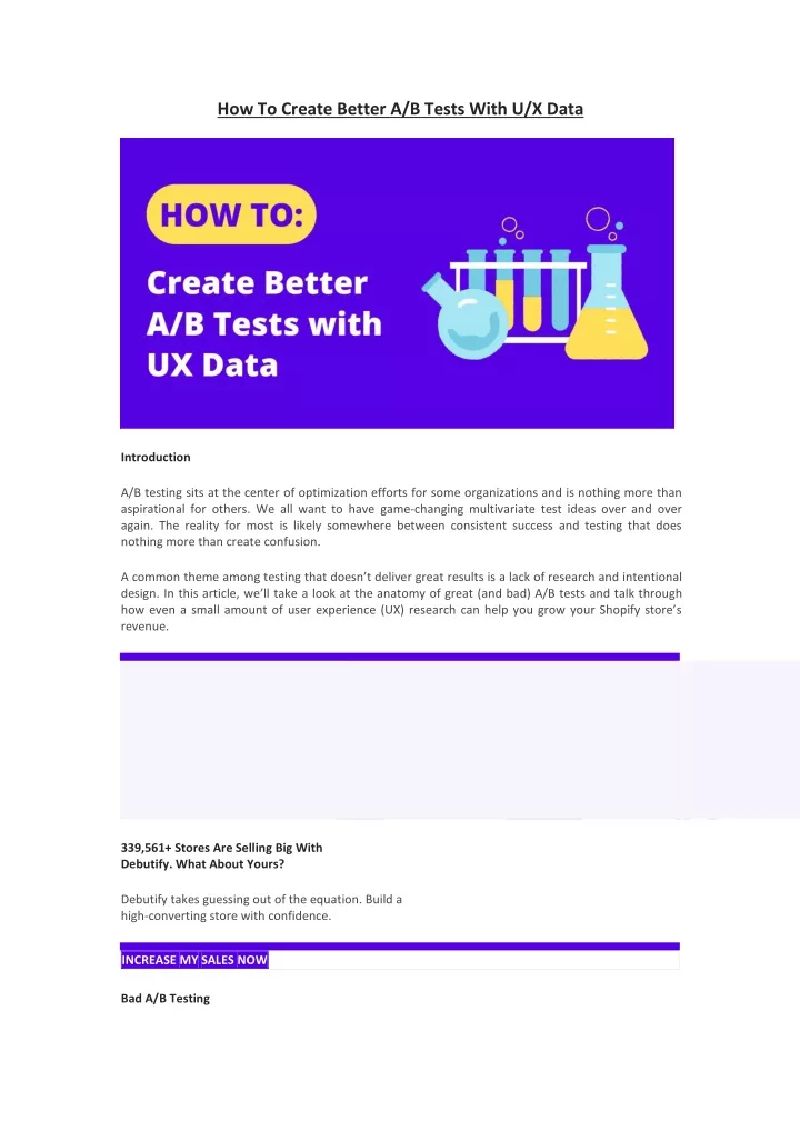 how to create better a b tests with u x data
