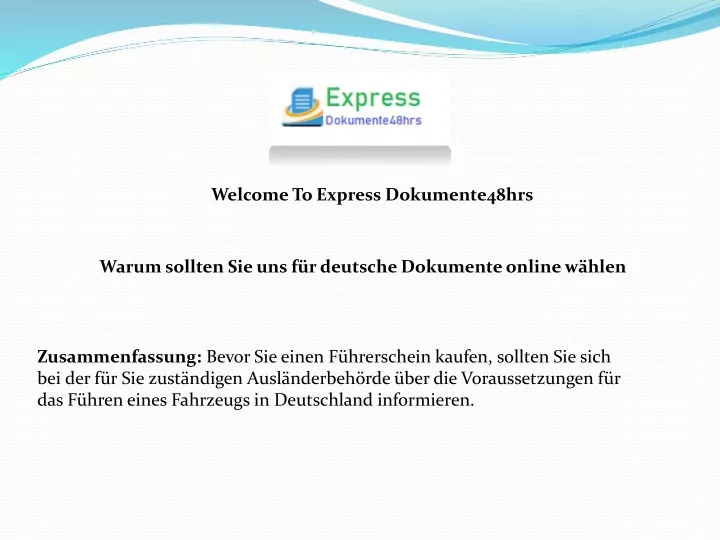 welcome to express dokumente48hrs