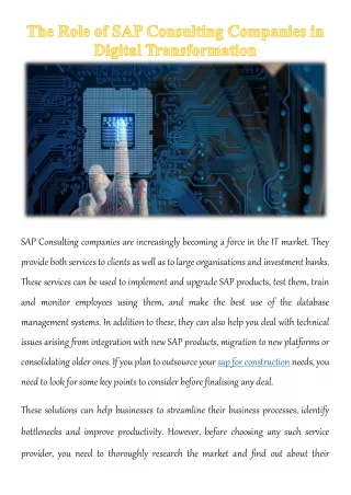 sap consulting companies are increasingly