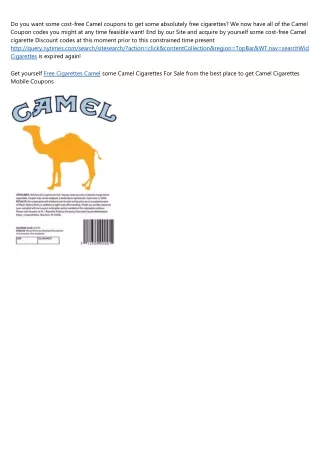 Camel Cigarette Coupons Free