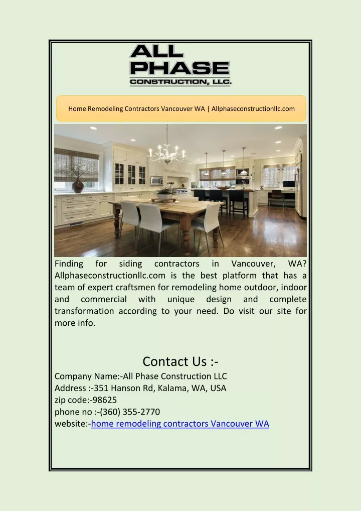 home remodeling contractors vancouver