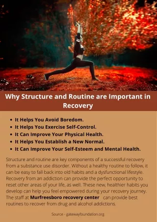 WHY STRUCTURE AND ROUTINE ARE IMPORTANT IN RECOVERY