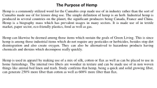 the purpose of hemp
