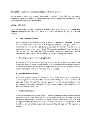 hosted pbx solutions for maintenance of source