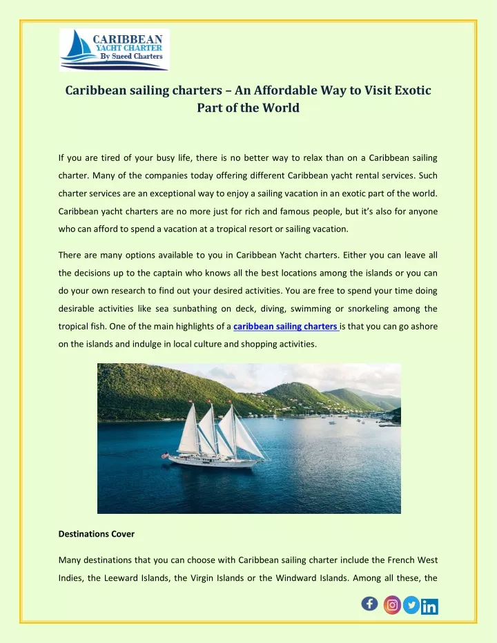 caribbean sailing charters an affordable