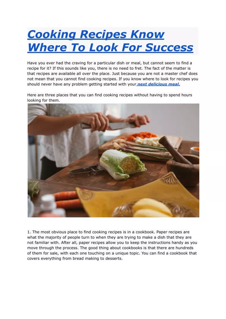 cooking recipes know where to look for success