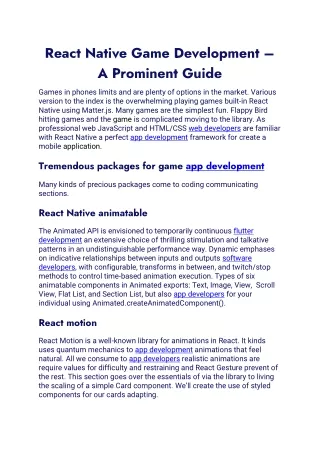 react native game development a prominent guide