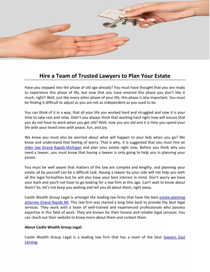 hire a team of trusted lawyers to plan your estate