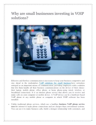 why are small businesses investing in voip