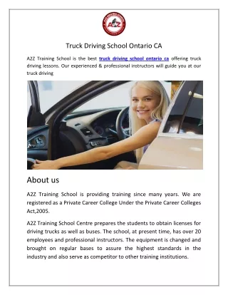 Truck Driving School Ontario CA