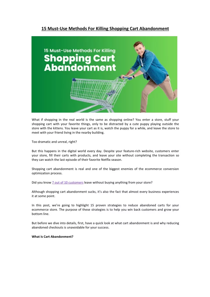 15 must use methods for killing shopping cart