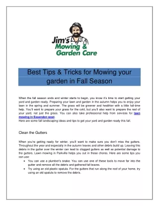 Best Tips & Tricks for Mowing your garden in Fall Season