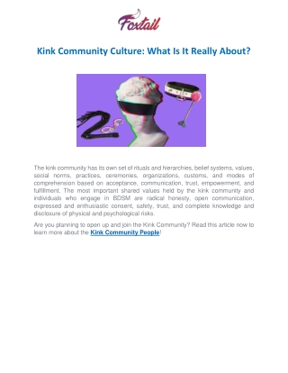 Kink Community Culture: What Is It Really About?