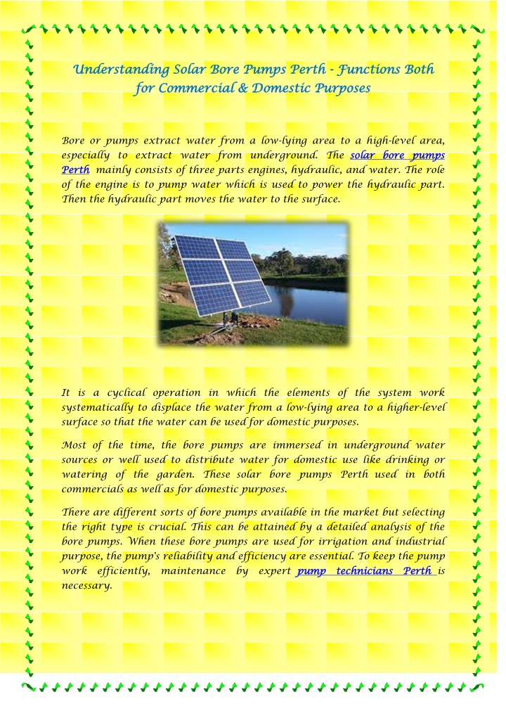 understanding solar bore pumps perth