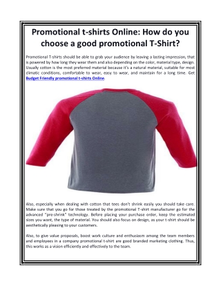 Promotional t-shirts Online How do you choose a good promotional T-Shirt