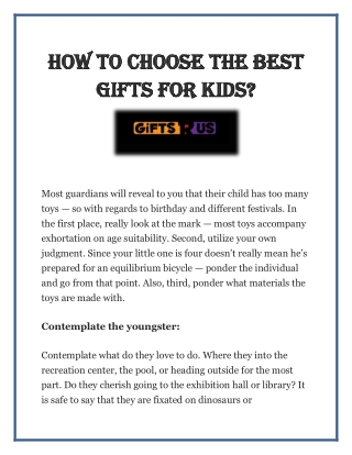 How to choose the best gifts for kids