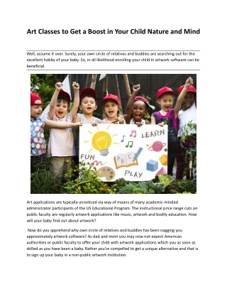 art classes to get a boost in your child nature