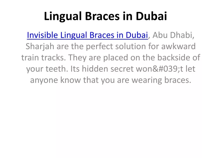 lingual braces in dubai