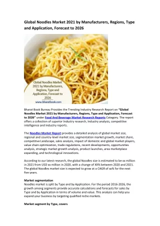 global noodles market 2021 by manufacturers