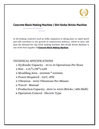 Concrete Block Making Machine