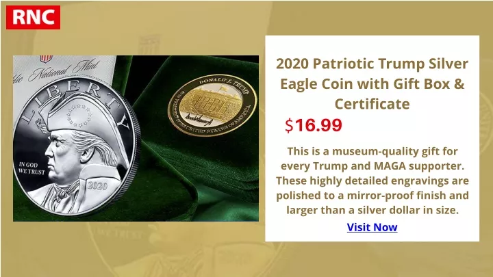 2020 patriotic trump silver eagle coin with gift