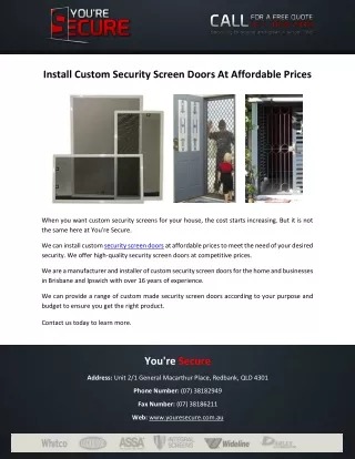 install custom security screen doors