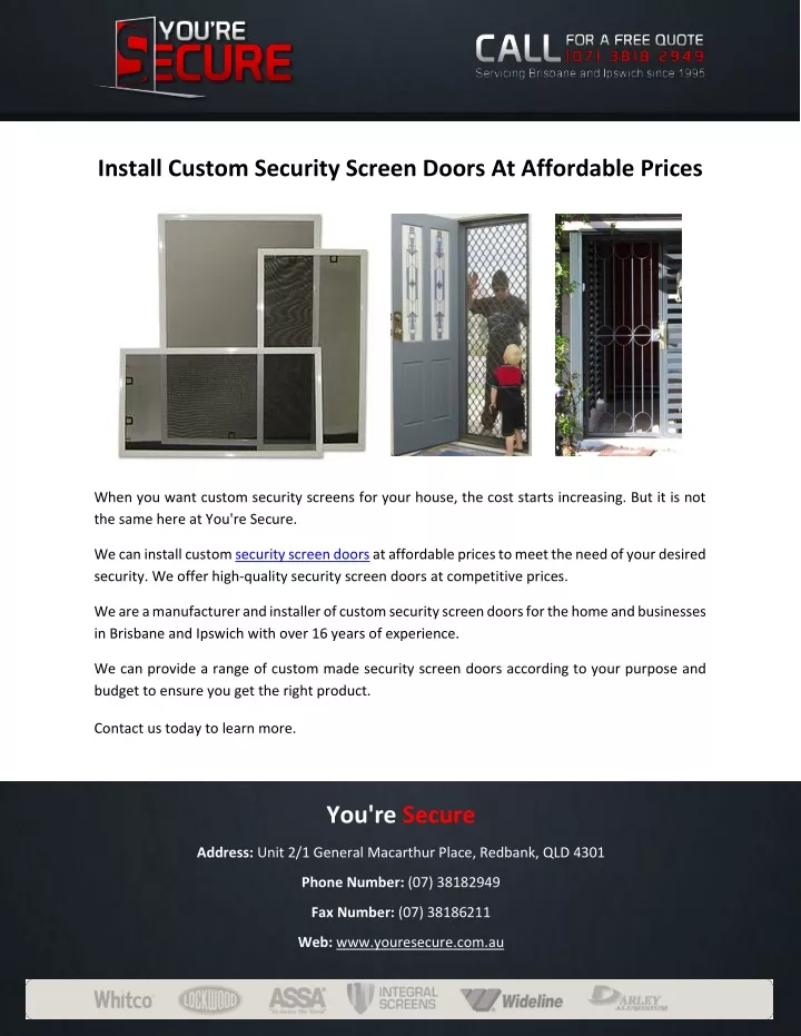 install custom security screen doors