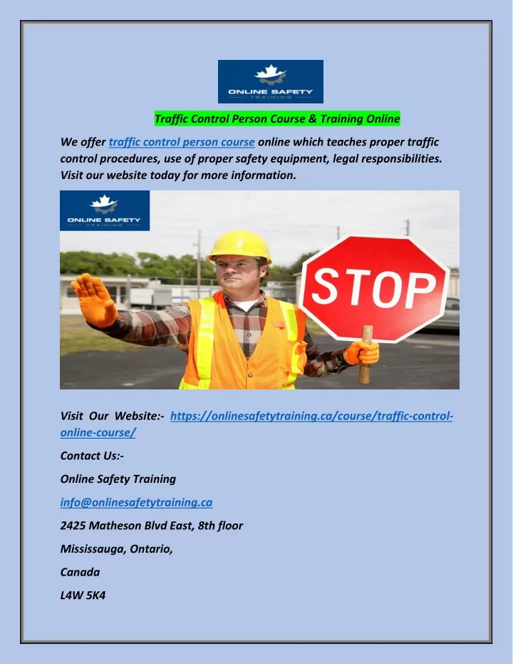 traffic control person course training online