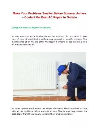 Make Your Problems Smaller Before Summer Arrives – Contact the Best AC Repair