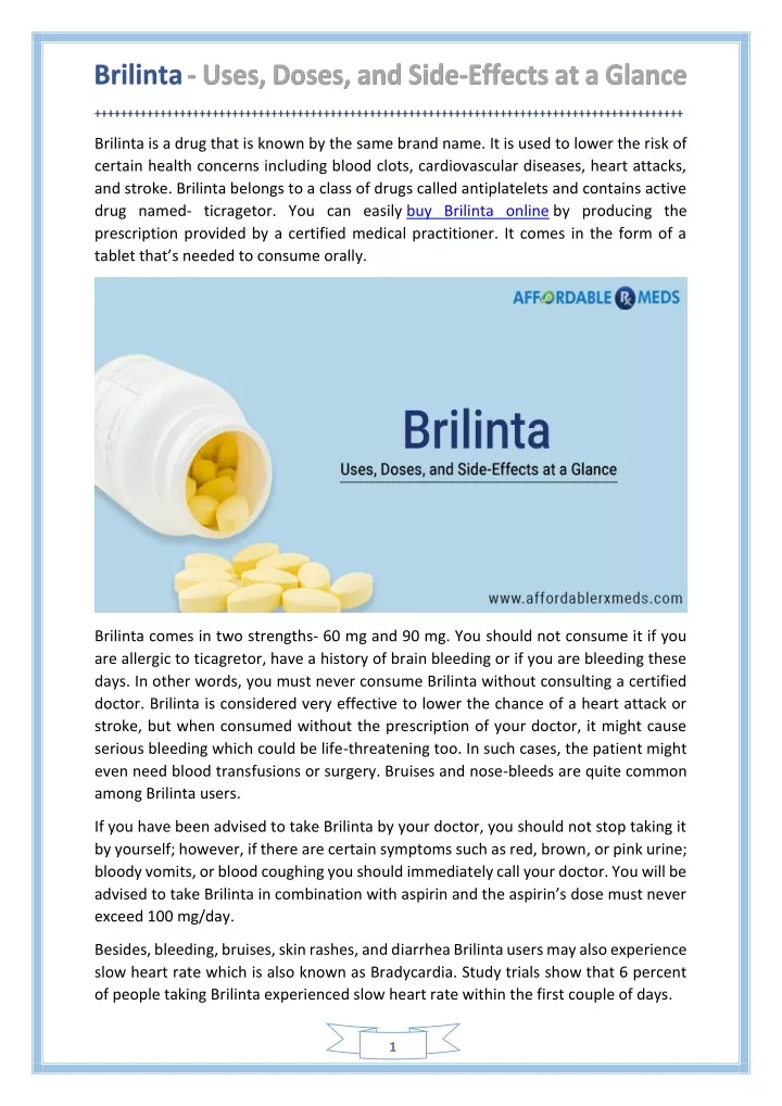 brilinta is a drug that is known by the same