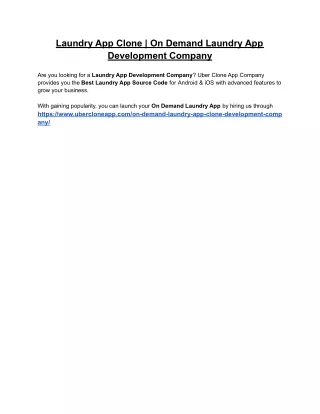 laundry app clone on demand laundry