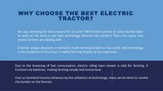 why choose the best electric tractor