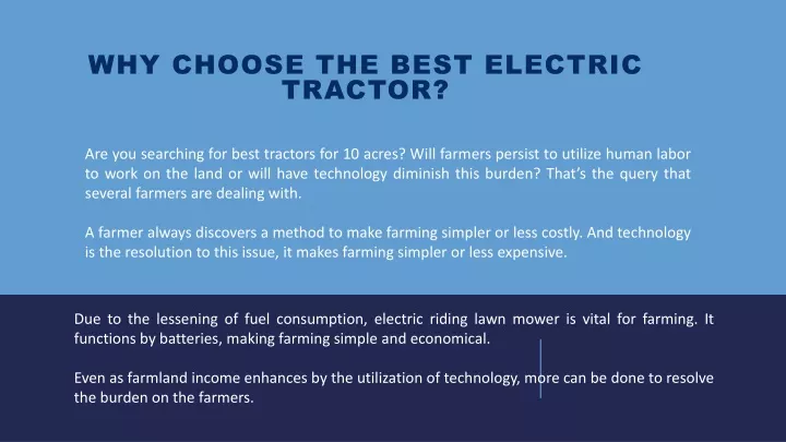 why choose the best electric tractor