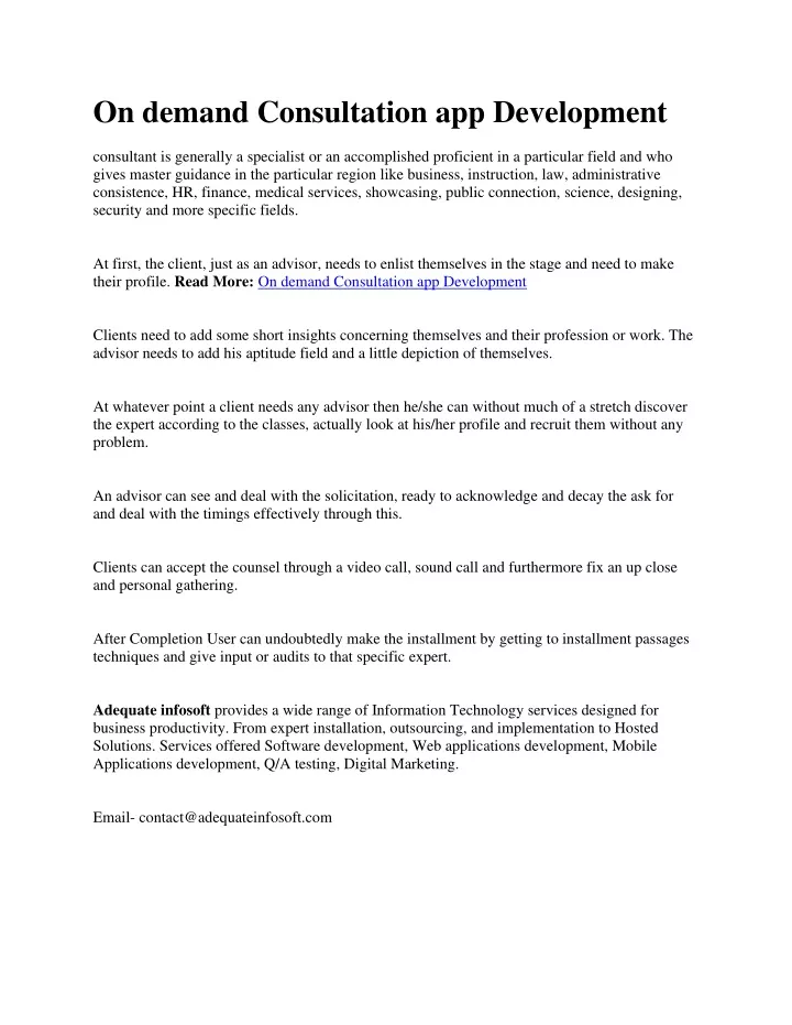 on demand consultation app development