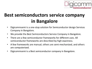best semiconductors service company in bangalore