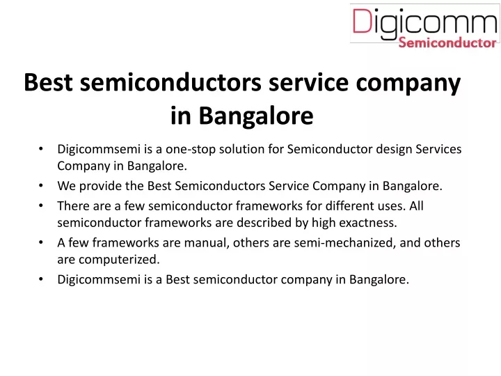 best semiconductors service company in bangalore