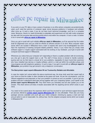 office pc repair in Milwaukee