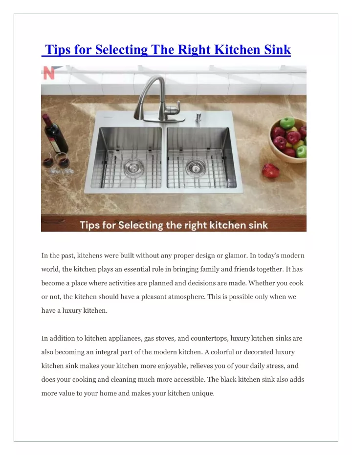 tips for selecting the right kitchen sink