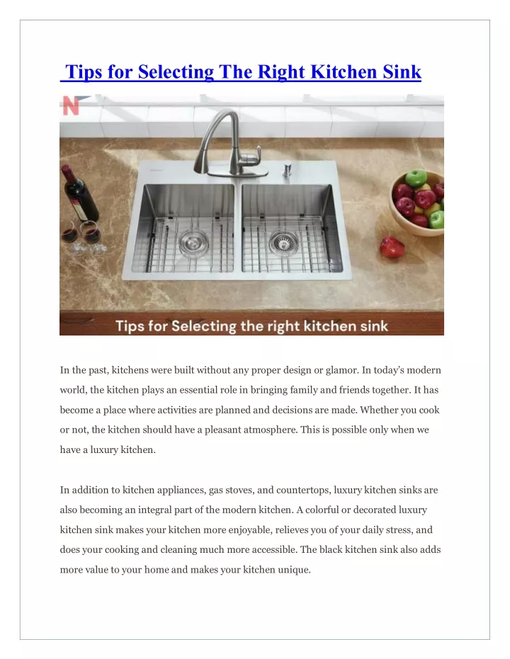 Ppt Proven Tricks To Select A Perfect Sinks For Your Kitchen